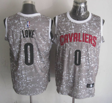 Cavaliers 0 Kevin Love Gray City Luminous Jersey