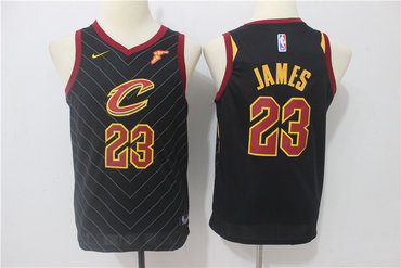 Cavaliers 23 LeBron James Black Youth Nike Swingman Jersey