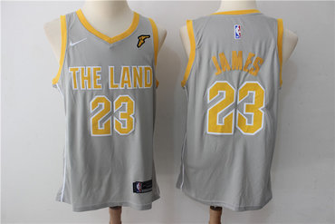 Cavaliers 23 LeBron James Gray The Land Nike Swingman Jersey