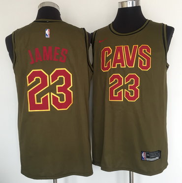 Cavaliers 23 Lebron James Olive Nike Swingman Jersey