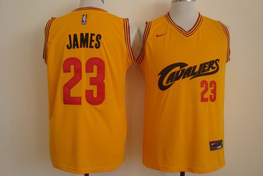Cavaliers 23 Lebron James Yellow Nike Jersey