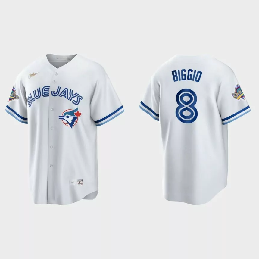 Cavan Biggio Toronto Blue Jays 1992 World Series Patch Cooperstown Jersey – White
