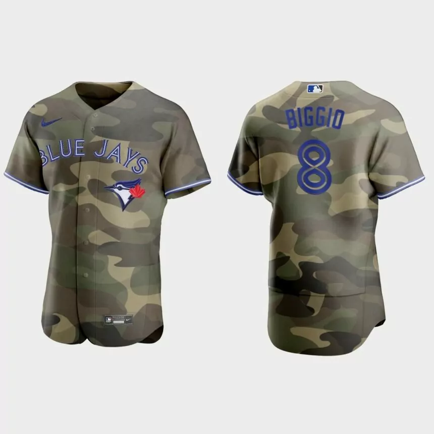 Cavan Biggio Toronto Blue Jays 2021 National Armed Forces Day Authentic Jersey – Camo