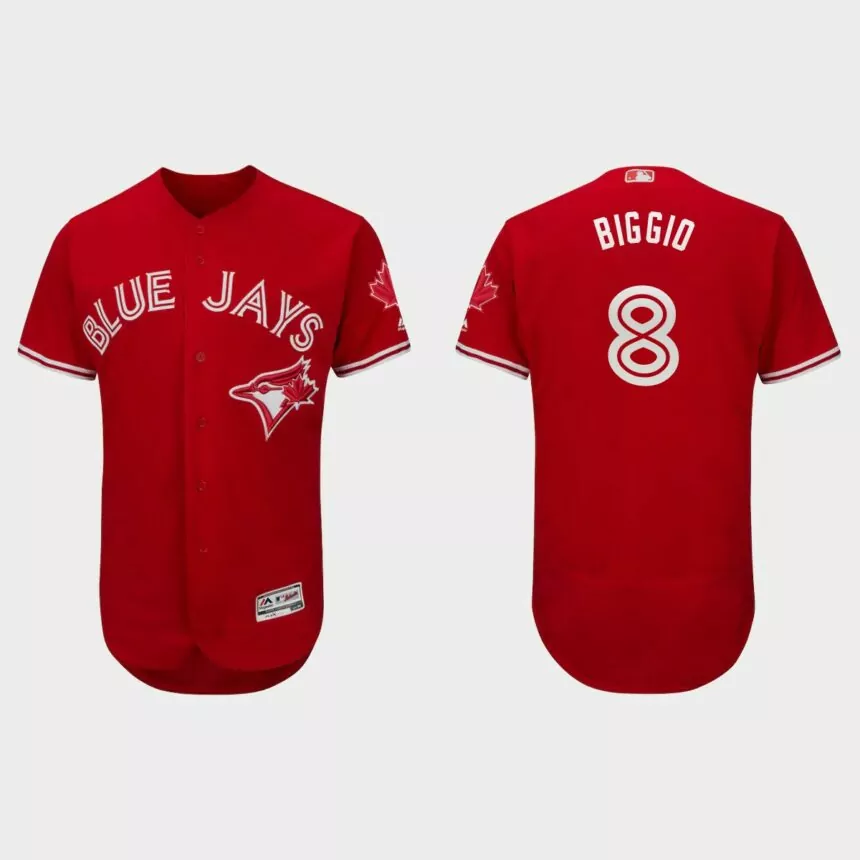 Cavan Biggio Toronto Blue Jays Canada Day Flex Base Jersey – Scarlet