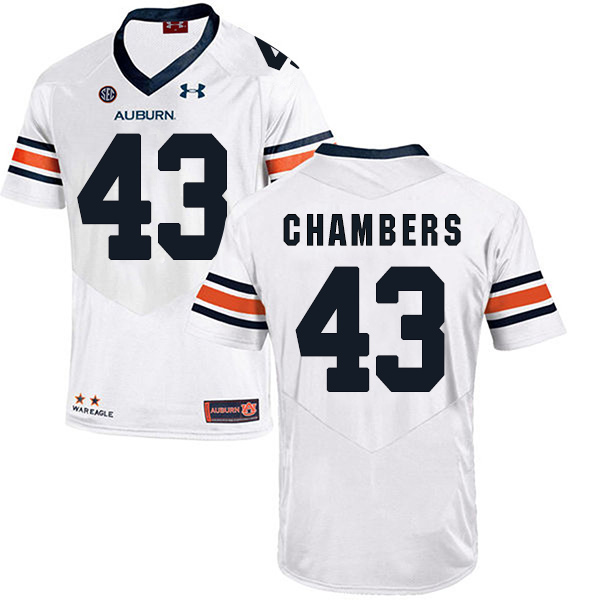 Cedric Chambers Auburn Tigers Men's Jersey - #43 NCAA White Stitched Authentic