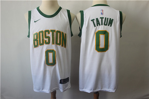 Celtics 0 Jayson Tatum White City Edition Nike Swingman Jersey