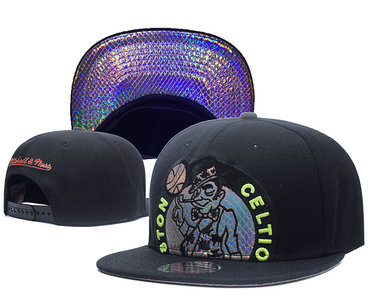 Celtics Sequins Logo Black Mitchell & Ness Adjustable Hat GS