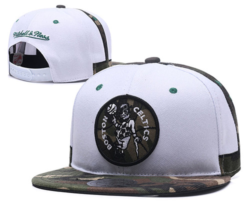 Celtics Team Logo White Camo Mitchell & Ness Adjustable Hat YD