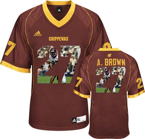 Central Michigan Chippewas Antonio Brown Maroon Printing Player Portrait Football Jersey