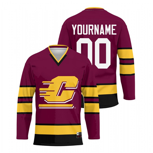 Central Michigan Chippewas College Hockey Custom Men Jersey Maroon