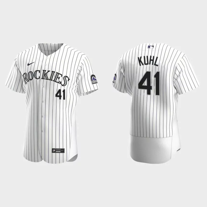 Chad Kuhl Colorado Rockies Authentic Home Jersey – White Purple