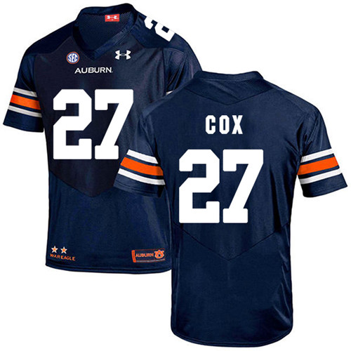 Chandler Cox Auburn Tigers Men's Jersey - #27 NCAA Navy Blue Stitched Authentic