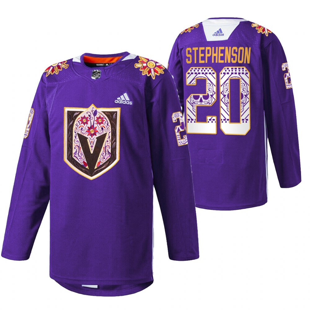 Chandler Stephenson Jersey Vegas Golden Knights Hispanic Heritage 2021 Purple Warmup