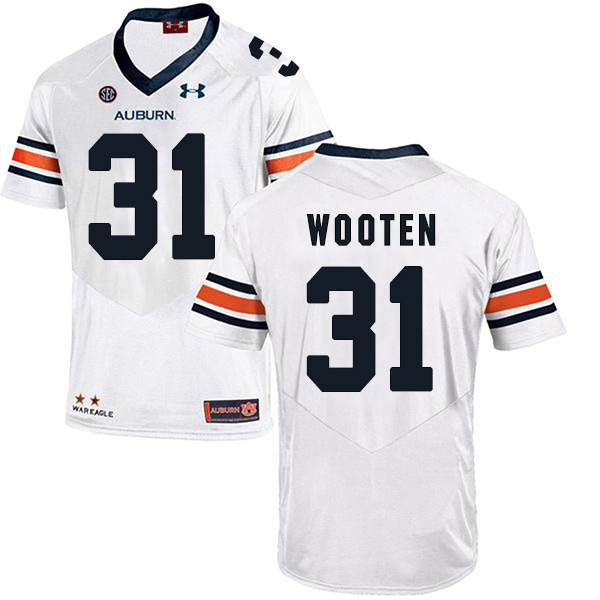 Chandler Wooten Auburn Tigers Men's Jersey - #31 NCAA White Stitched Authentic