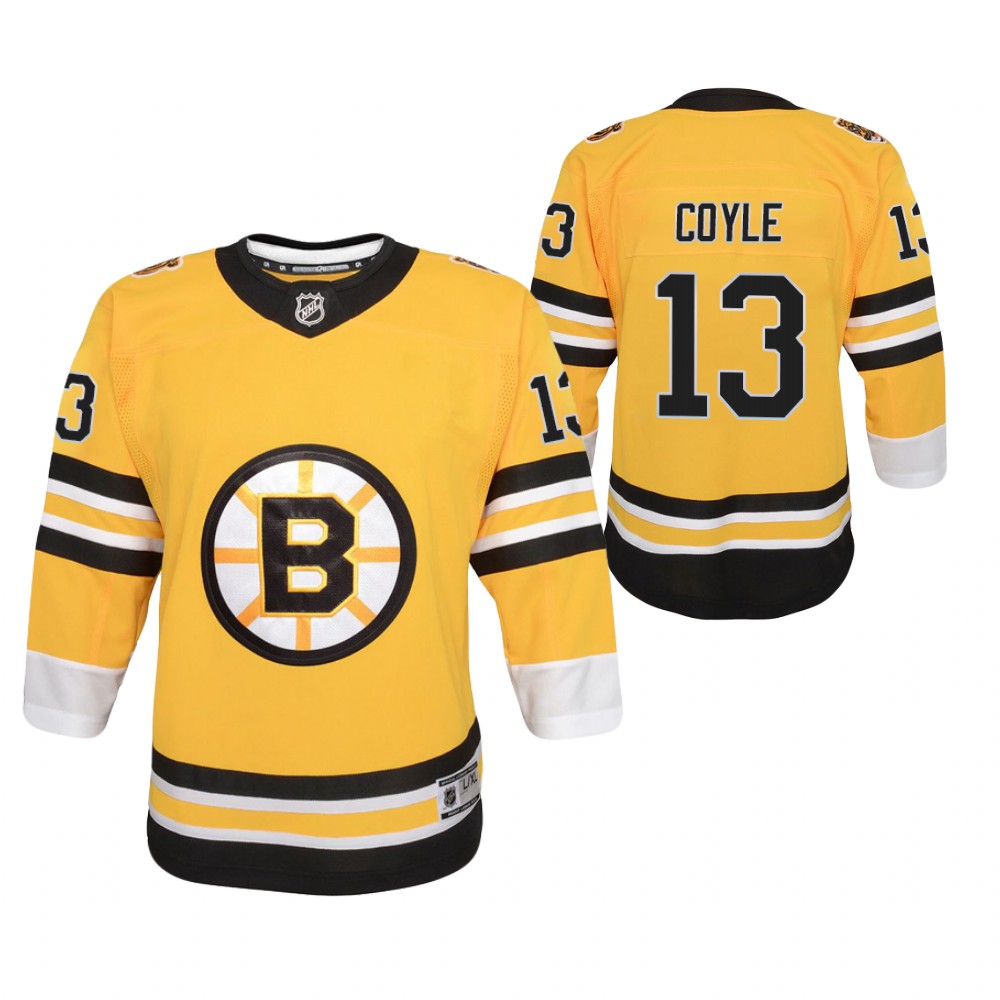Charlie Coyle Boston Bruins 2021 Reverse Retro Gold Youth Jersey Replica Stitched