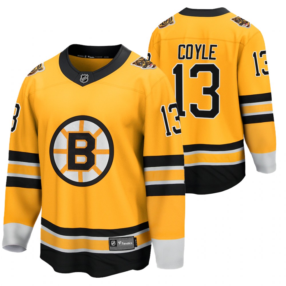 Charlie Coyle Boston Bruins 2021 Special Edition Gold Men Jersey Reverse Retro