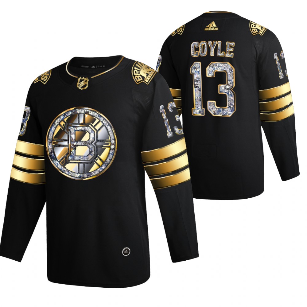 Charlie Coyle Bruins #13 Black Diamond Edition 2022 Stanley Cup Playoffs Jersey Stitched