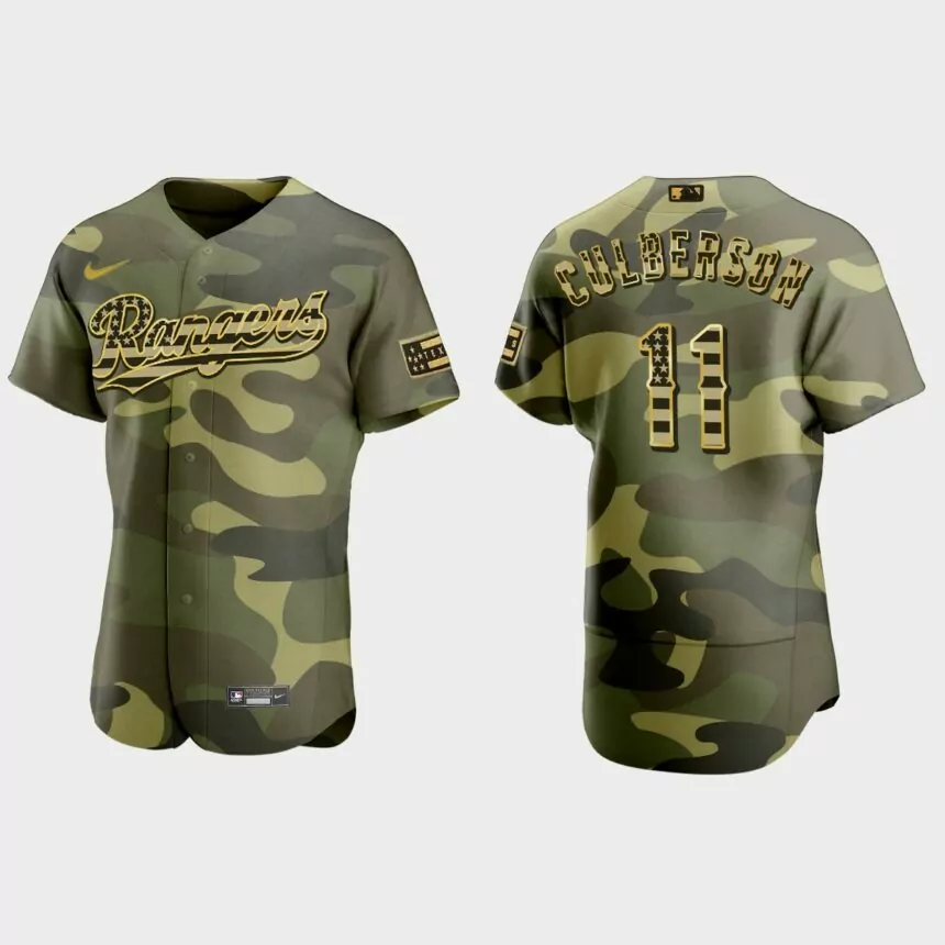 Charlie Culberson Texas Rangers 2022 Armed Forces Day Authentic Jersey – Camo