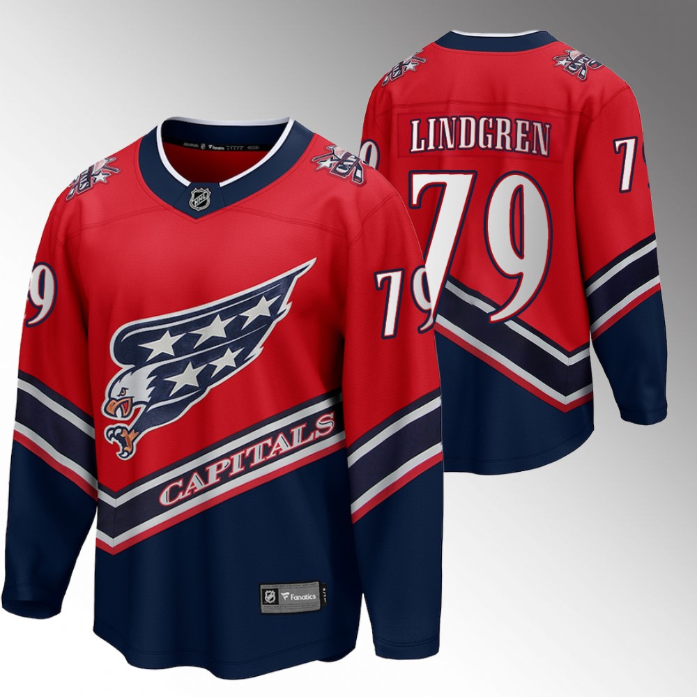 Charlie Lindgren Capitals Special Edition Red Jersey Reverse Retro