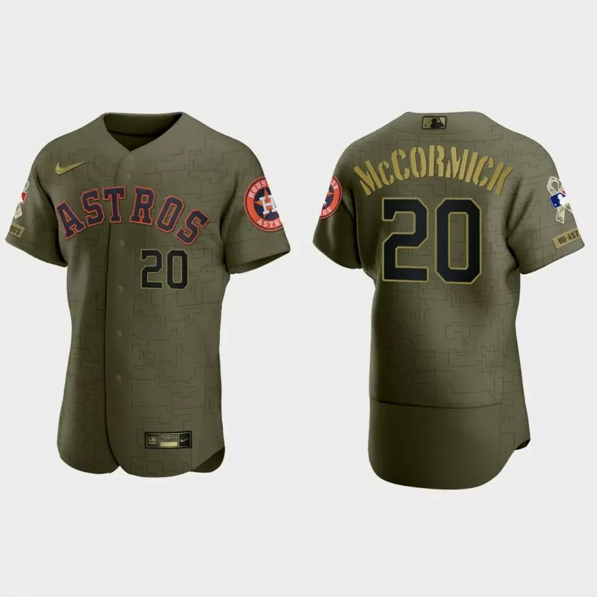 Chas McCormick Houston Astros 2021 Salute to Service Digital Camo Jersey – Green