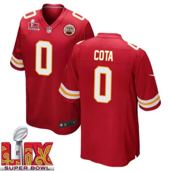 Chase Cota No 0 Men Super Bowl LIX Kansas City Chiefs Home Game 2025 Jersey- Replica