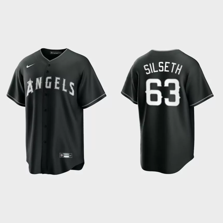 Chase Silseth Los Angeles Angels Replica Official Jersey – Black White