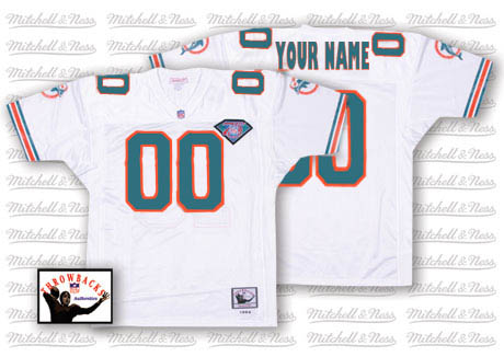Cheap Miami Dolphins Customized White Throwback With 75th Patch Men Jerseys