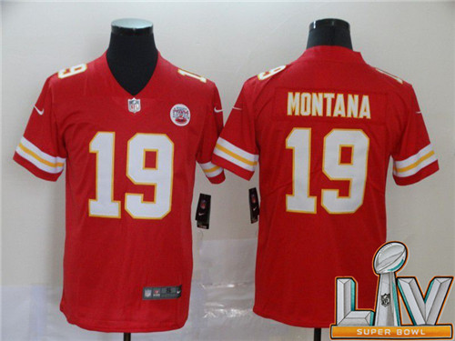 Cheap Super Bowl LV 2021 Men Kansas City Chiefs 19 Montana Red Nike Vapor Untouchable Limited NFL Jersey