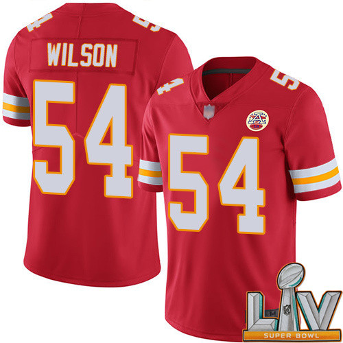 Cheap Super Bowl LV 2021 Men Kansas City Chiefs 54 Wilson Damien Red Team Color Vapor Untouchable Limited Player Nike NFL Jersey