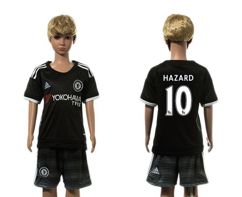 Chelsea #10 Hazard Black Kid Soccer Club Jersey