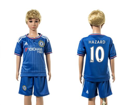 Chelsea #10 Hazard Blue Home Kid Soccer Club Jersey
