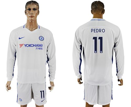 Chelsea #11 Pedro Away Long Sleeves Soccer Club Jersey