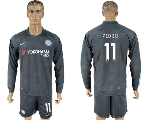 Chelsea #11 Pedro Sec Away Long Sleeves Soccer Club Jersey