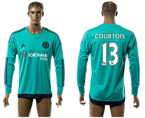 Chelsea #13 Courtois Green Long Sleeves Soccer Club Jersey