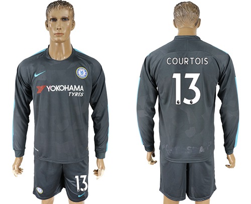 Chelsea #13 Courtois Sec Away Long Sleeves Soccer Club Jersey