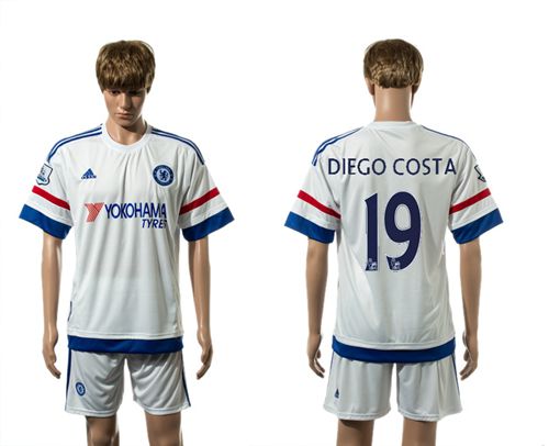 Chelsea #19 Diego Costa New White Soccer Club Jersey
