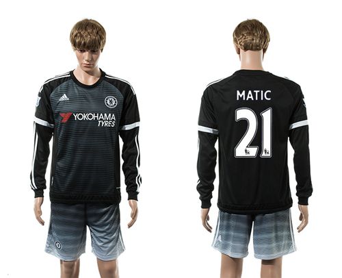 Chelsea #21 Matic Black Long Sleeves Soccer Club Jersey