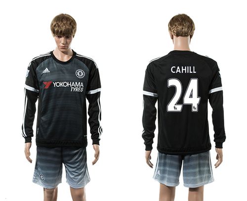 Chelsea #24 Cahill Black Long Sleeves Soccer Club Jersey
