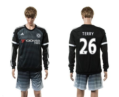 Chelsea #26 Terry Black Long Sleeves Soccer Club Jersey