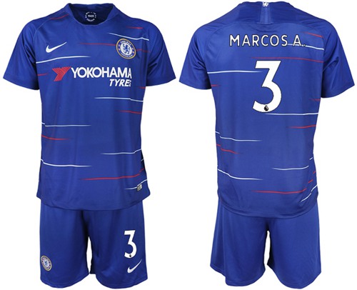 Chelsea #3 Marcos.A Home Soccer Club Jersey