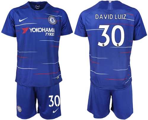Chelsea #30 David Luiz Home Soccer Club Jersey