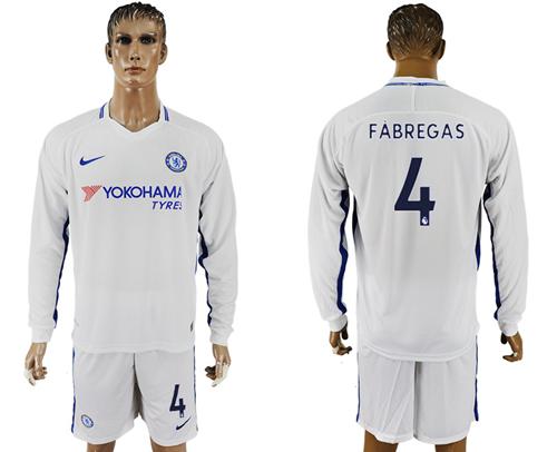 Chelsea #4 Fabregas Away Long Sleeves Soccer Club Jersey