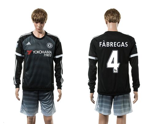 Chelsea #4 Fabregas Black Long Sleeves Soccer Club Jersey