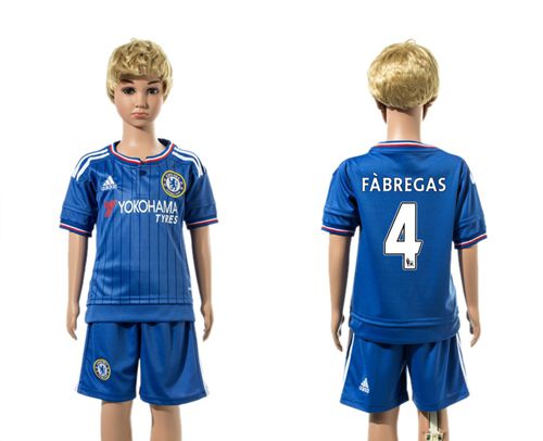 Chelsea #4 Fabregas Blue Home Kid Soccer Club Jersey