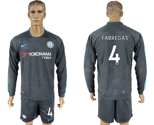 Chelsea #4 Fabregas Sec Away Long Sleeves Soccer Club Jersey