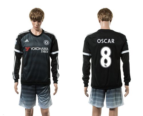 Chelsea #8 Oscar Black Long Sleeves Soccer Club Jersey