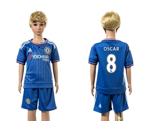 Chelsea #8 Oscar Blue Home Kid Soccer Club Jersey