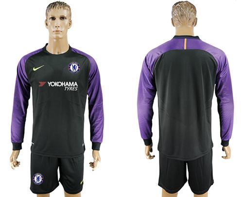 Chelsea Blank Black Goalkeeper Long Sleeves Soccer Club Jersey
