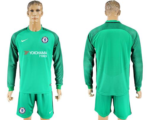 Chelsea Blank Green Goalkeeper Long Sleeves Soccer Club Jersey
