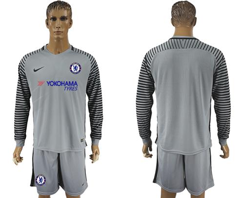 Chelsea Blank Grey Goalkeeper Long Sleeves Soccer Club Jersey